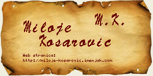 Miloje Košarović vizit kartica